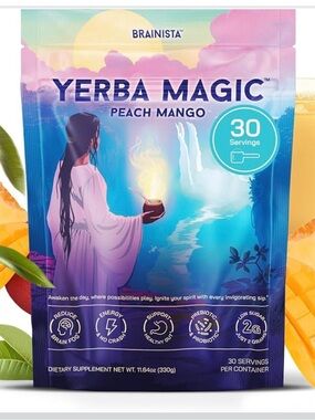 Yerba Magic Peach Mango Wellness Drink Mix - Pink/Blue Packaging